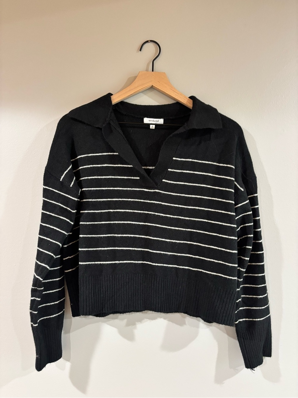 Weekend Los Angeles Amelia Sweater Stripe black white medium